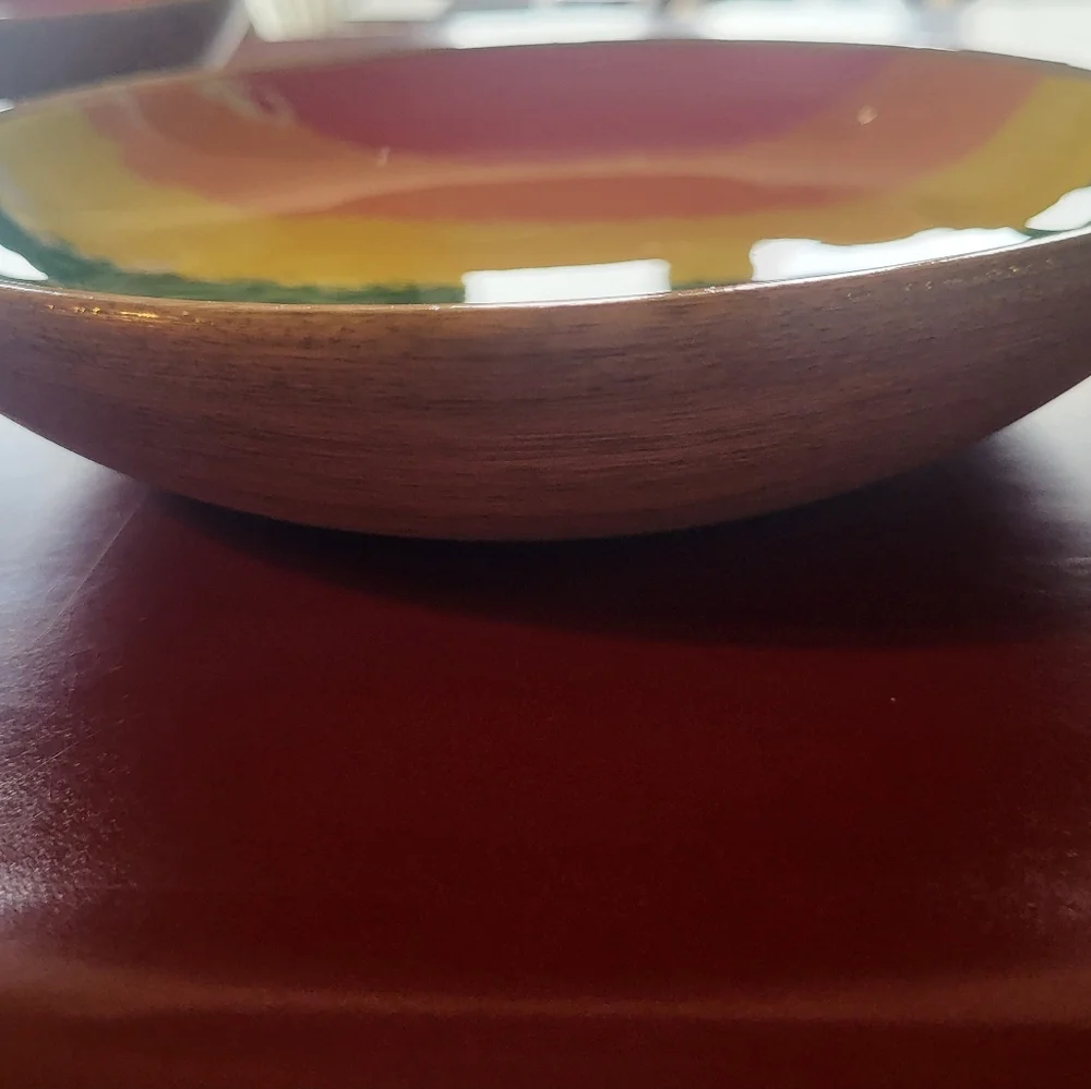 3 Kitchen Bowl Set Wooden Rainbow Pride Pattern Spotisan Multicolor New India